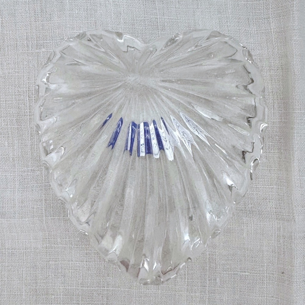 Crystal Clear Industries Heart Trinket Dish Hand Cut 24 Lead Crystal Yugoslavia